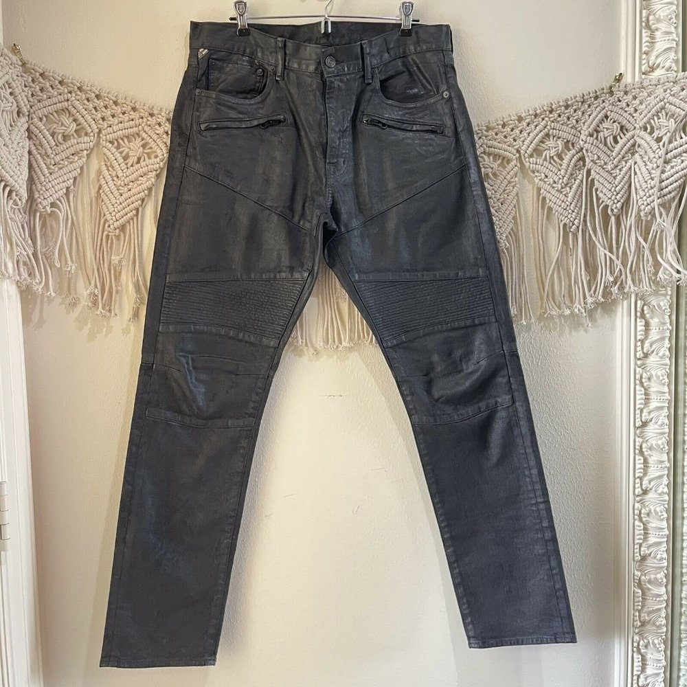 Denim & Supply Ralph Lauren D&S Prospect Slim Black Biker Moto Denim Size 34x30